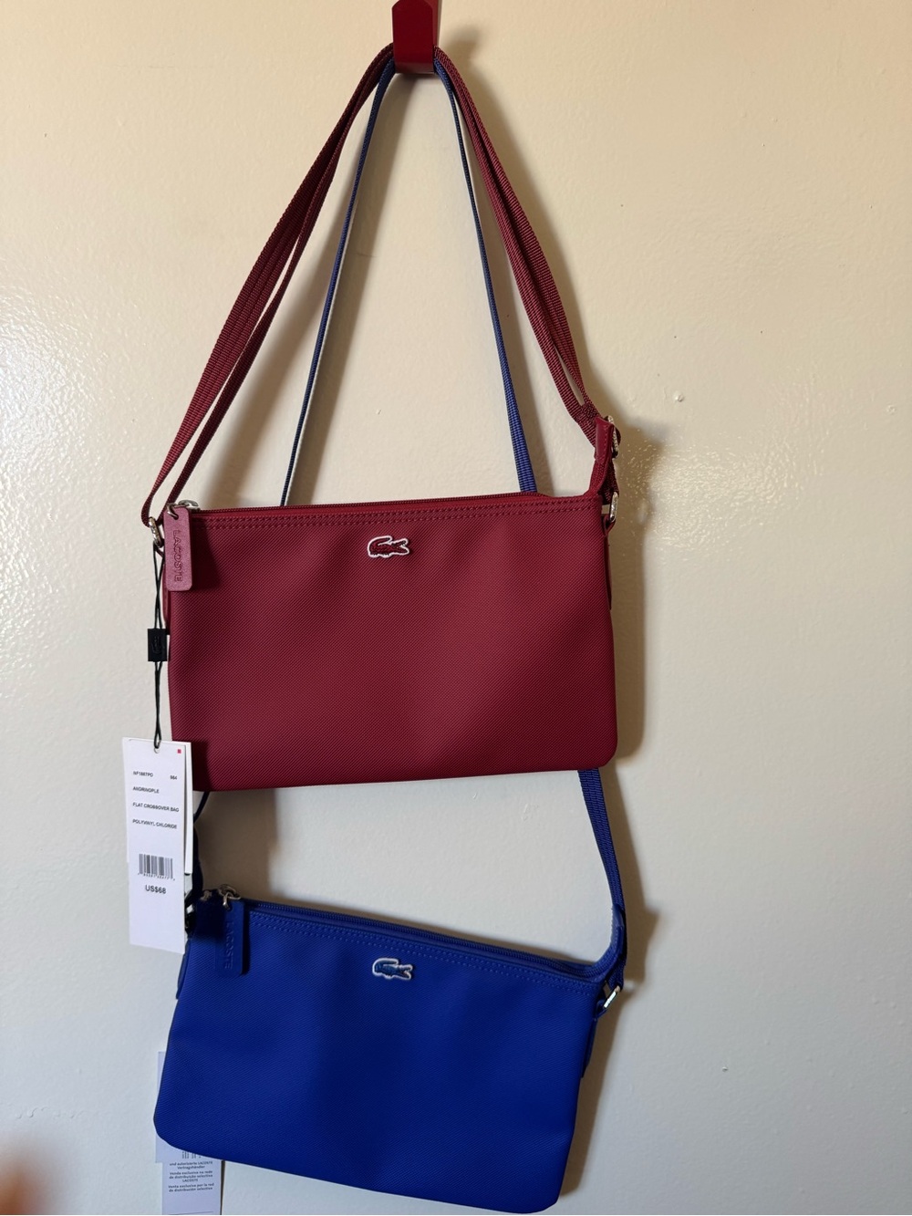 Lacoste Crossbody Duo in Burgundy & Royal Blue